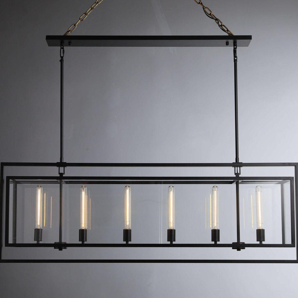54 Inch Glass Rectangular Chandelier - Beckman - Cyran Lamps