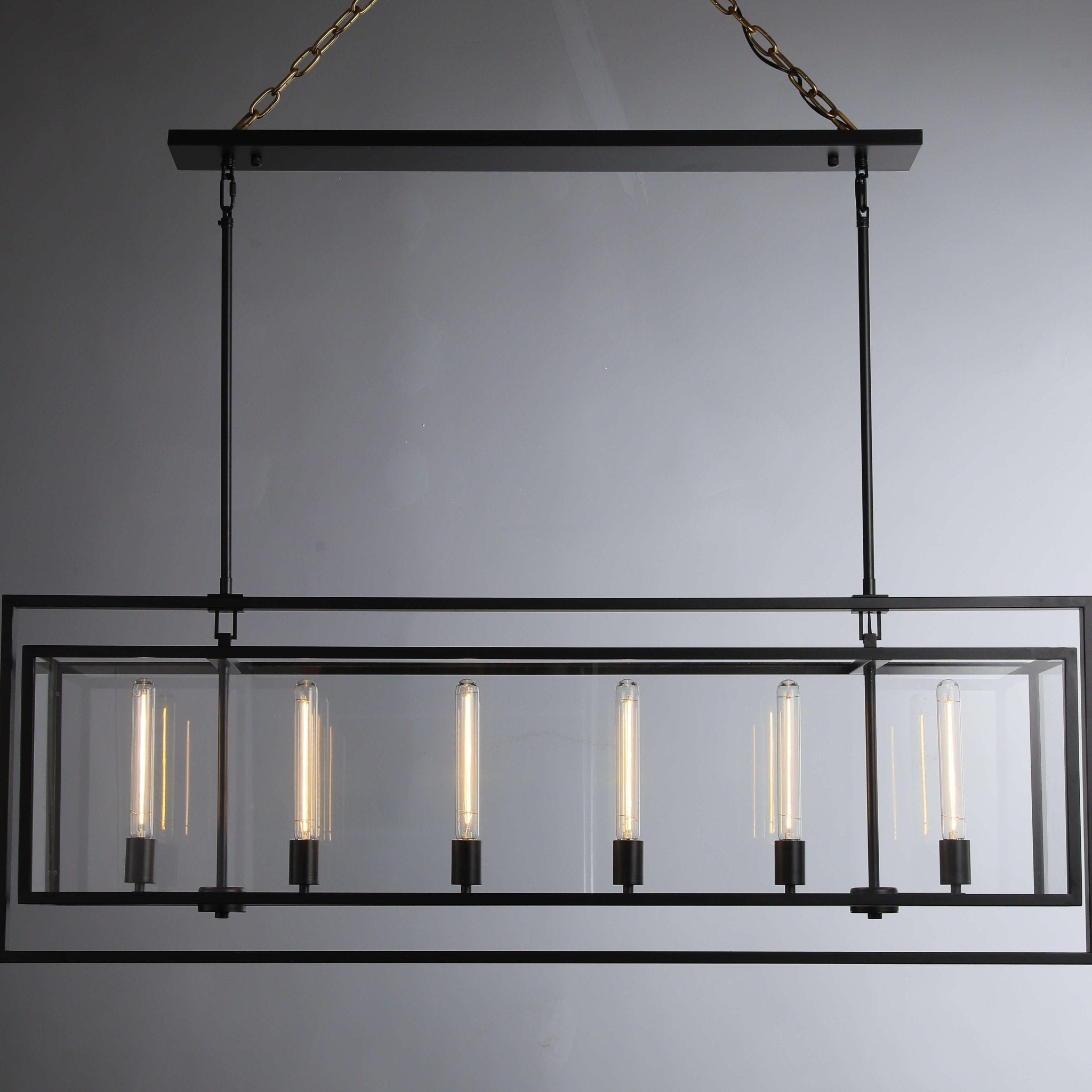 54 Inch Glass Rectangular Chandelier - Beckman - Cyran Lamps