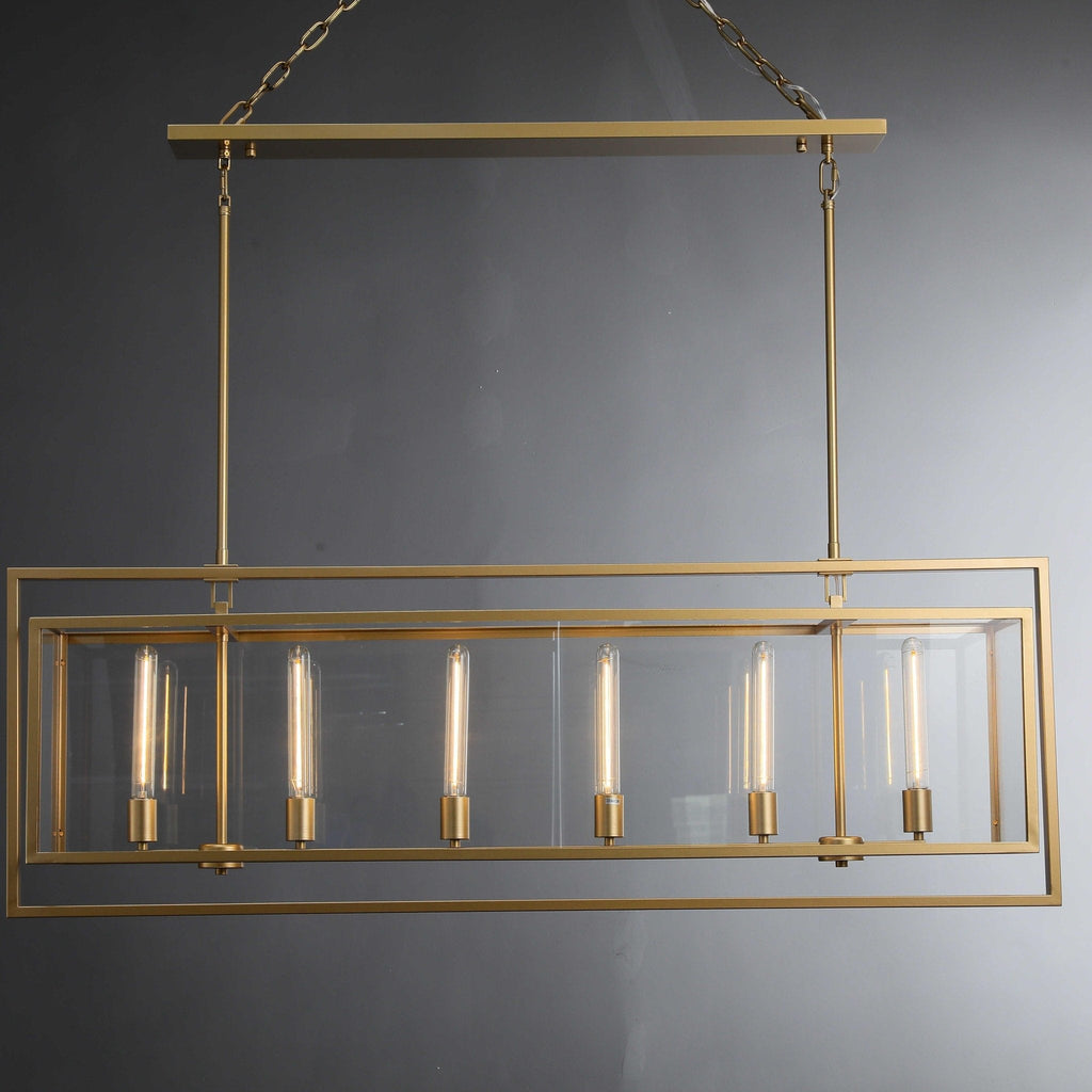 54 Inch Glass Rectangular Chandelier - Beckman - Cyran Lamps