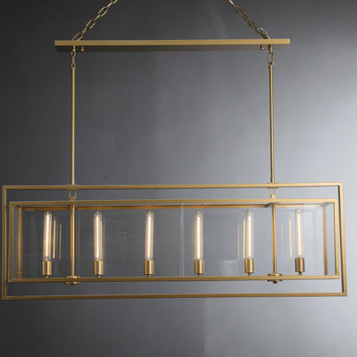 54 Inch Glass Rectangular Chandelier - Beckman - Cyran Lamps