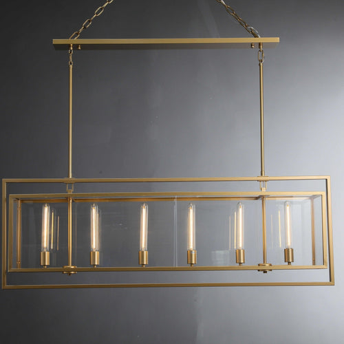 54 Inch Glass Rectangular Chandelier - Beckman - Cyran Lamps