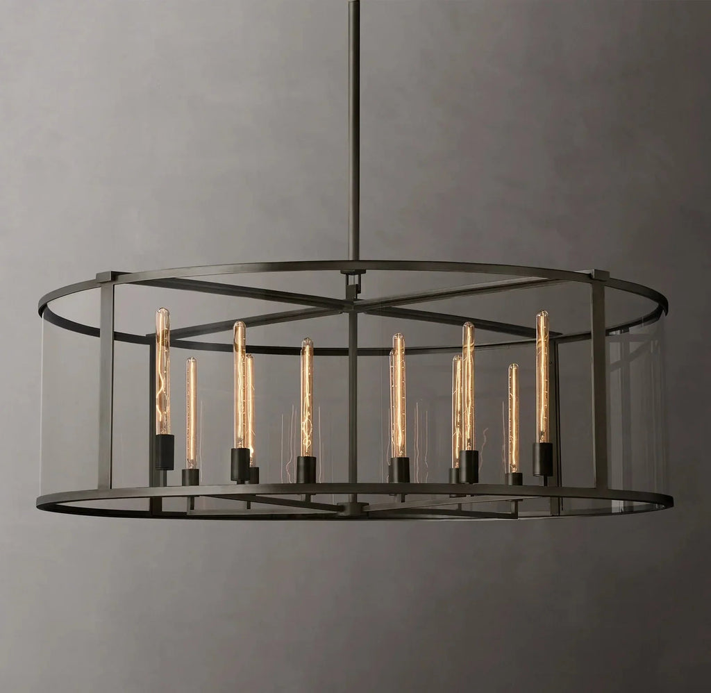 55 Inch Glass Drum Chandelier - Beckman - Cyran Lamps
