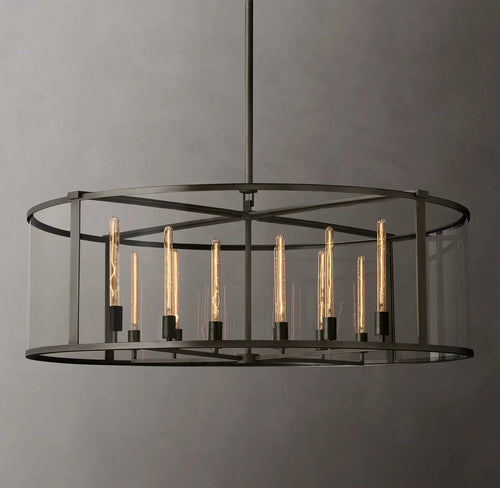 55 Inch Glass Drum Chandelier - Beckman - Cyran Lamps