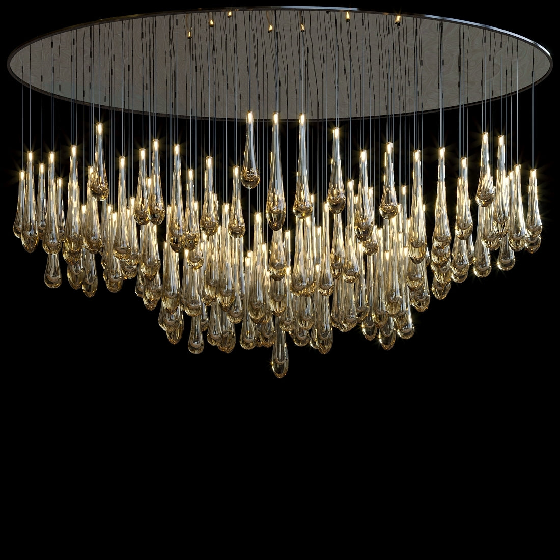 Amber Teardrop Rain Chandelier