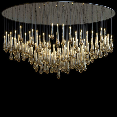Amber Teardrop Rain Chandelier