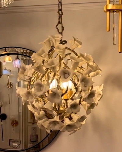 Modern Art Design Lily Ceramic Flower Chandelier for Low-ceiling