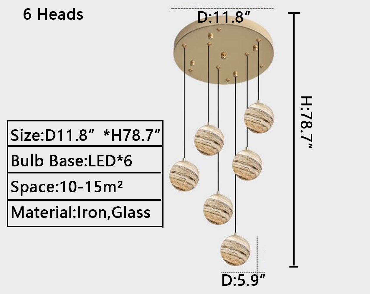 Nordic Planet Creative Long Ball Pendant Chandelier Staircase Foyer - Yovalighting
