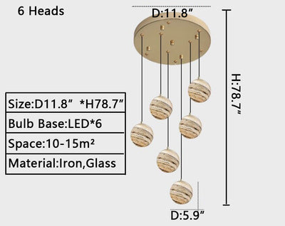 Nordic Planet Creative Long Ball Pendant Chandelier Staircase Foyer - Yovalighting