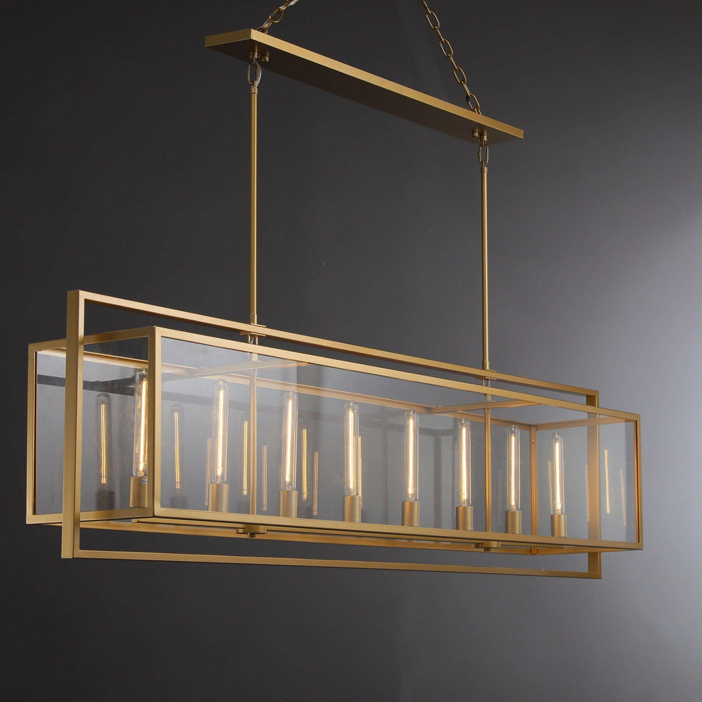 72 Inch Glass Rectangular Chandelier - Beckman - Cyran Lamps