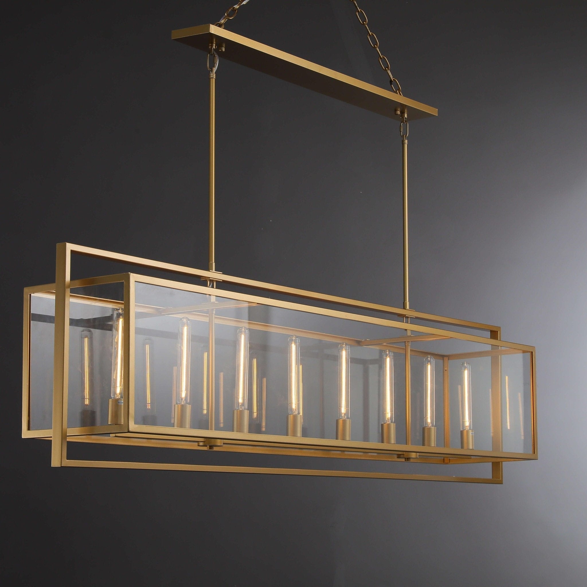 72 Inch Glass Rectangular Chandelier - Beckman - Cyran Lamps