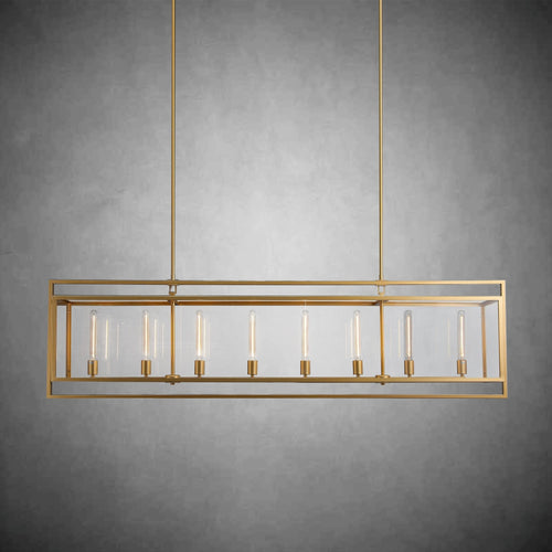 72 Inch Glass Rectangular Chandelier - Beckman - Cyran Lamps