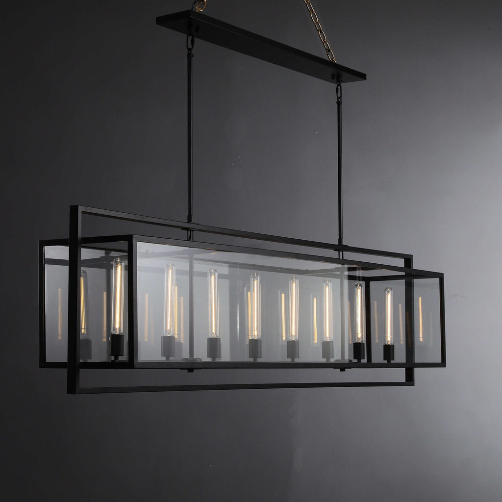 72 Inch Glass Rectangular Chandelier - Beckman - Cyran Lamps