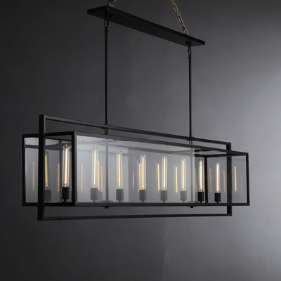 72 Inch Glass Rectangular Chandelier - Beckman - Cyran Lamps