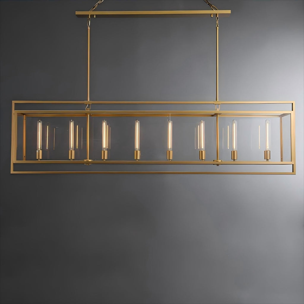72 Inch Glass Rectangular Chandelier - Beckman - Cyran Lamps