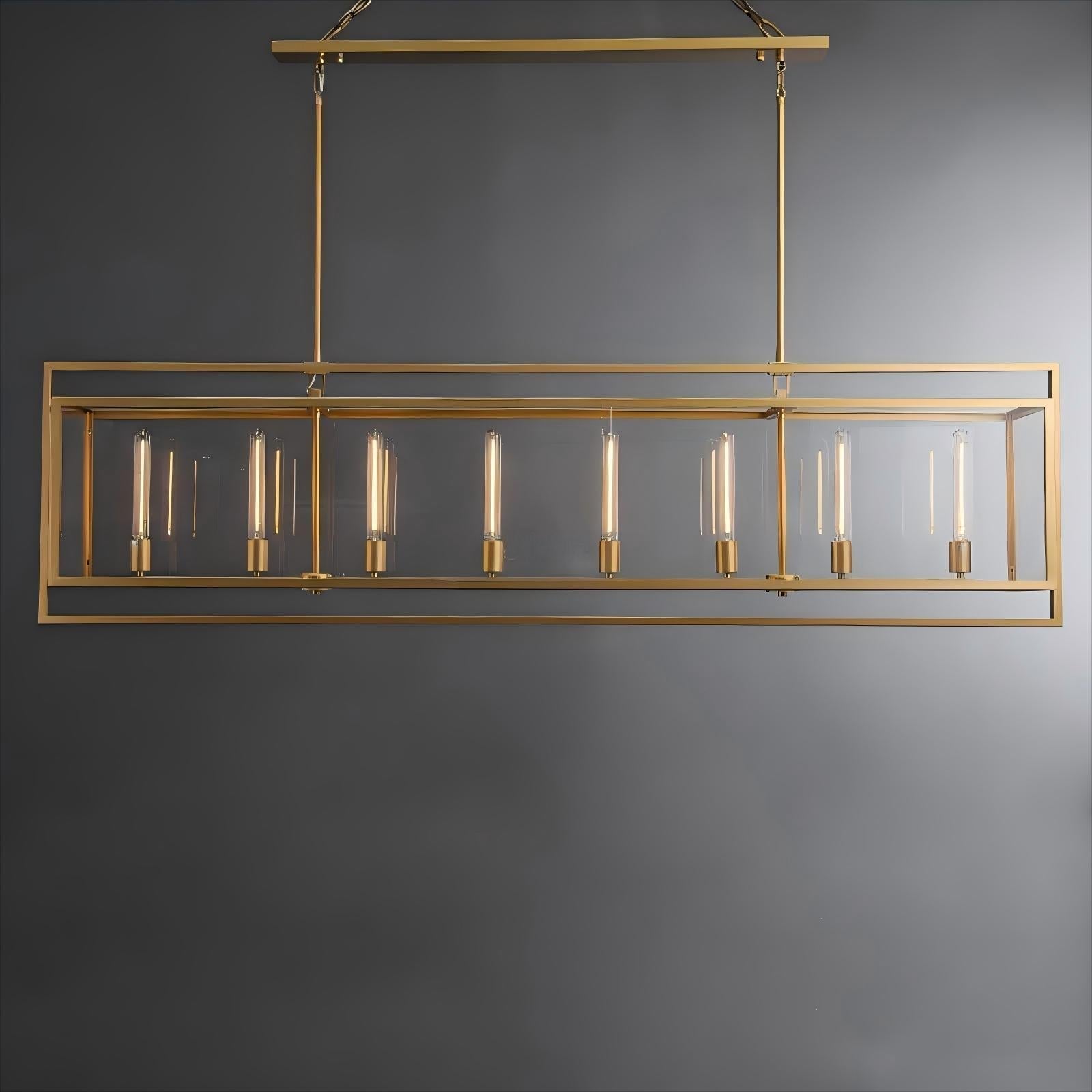 72 Inch Glass Rectangular Chandelier - Beckman - Cyran Lamps