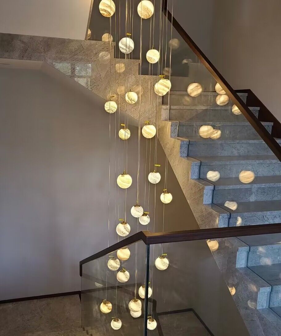 Nordic Planet Creative Long Ball Pendant Chandelier Staircase Foyer - Yovalighting