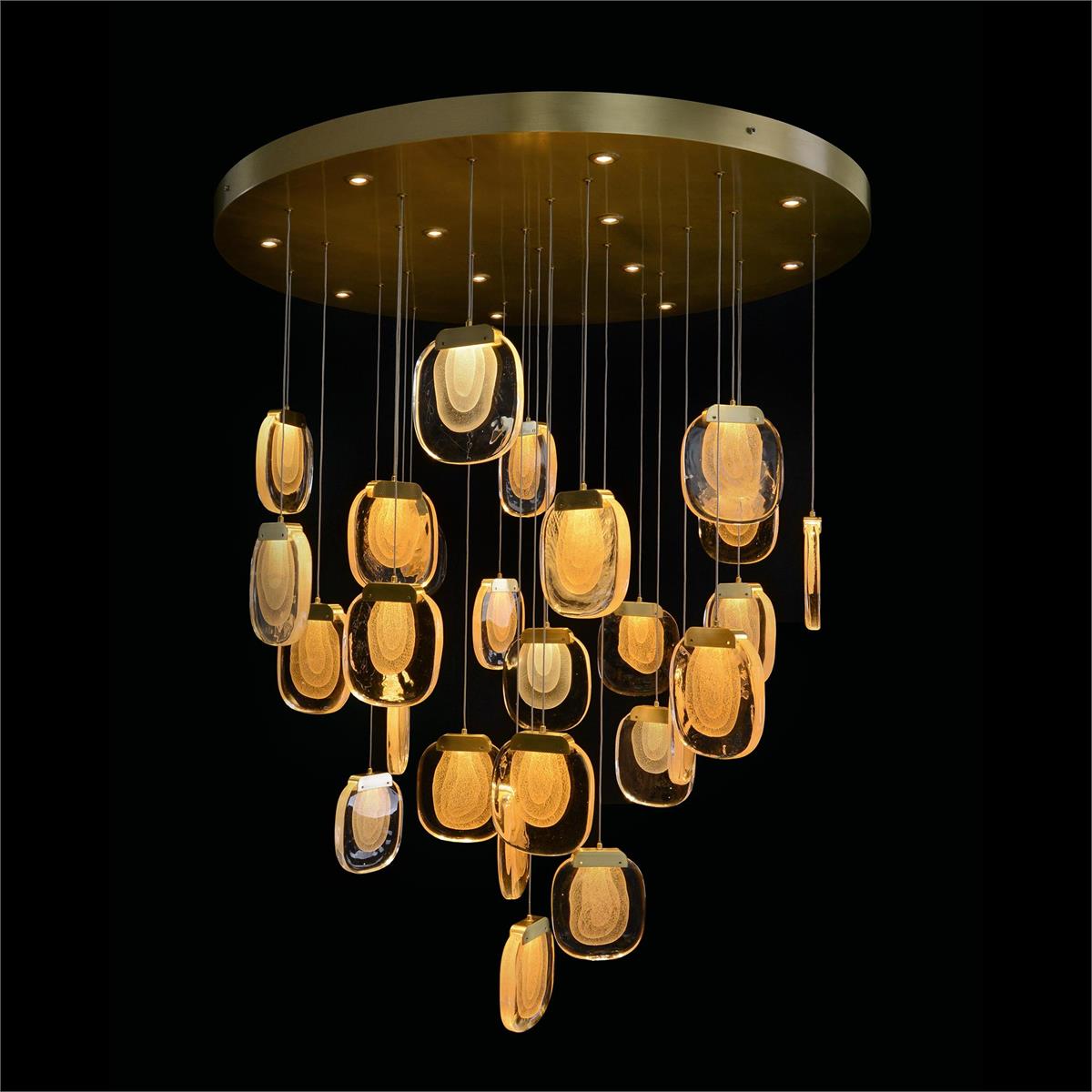 Bansho: Layered Glass Thirty-Nine-Light Drop Pendant Chandelier - Yovalighting