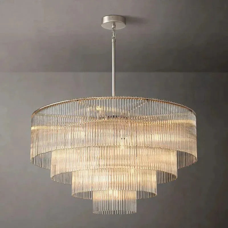 Amad  Round Glass Rod Chandelier