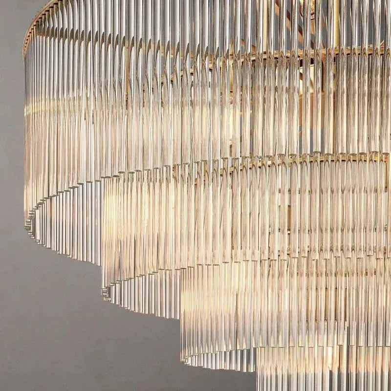 Amad  Round Glass Rod Chandelier