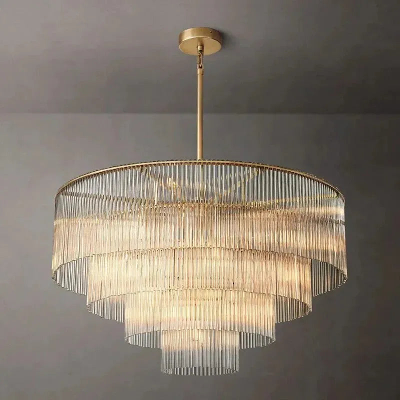 Amad  Round Glass Rod Chandelier