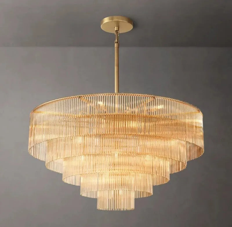 Amad  Round Glass Rod Chandelier