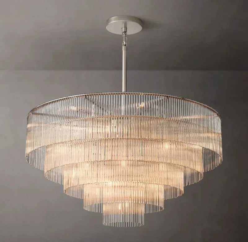 Amad  Round Glass Rod Chandelier
