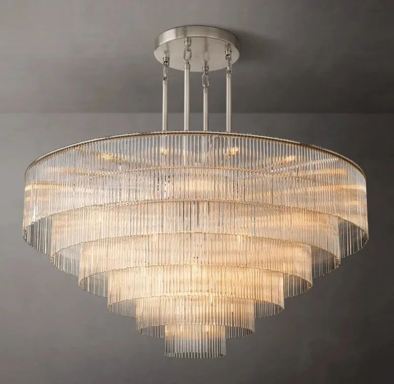 Amad  Round Glass Rod Chandelier