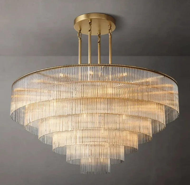 Amad  Round Glass Rod Chandelier