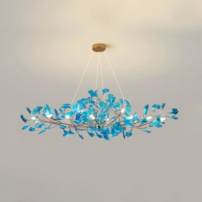 Colorful Glass Ginkgo Leaf Chandelier