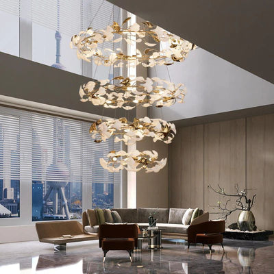 TLL Ginkgo Rings Linear Branch Chandelier