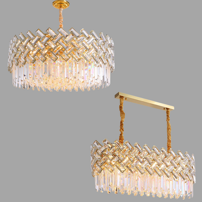 Post-modern Light Luxury Fence Crystal Chandelier Suit for Living/Dining Room