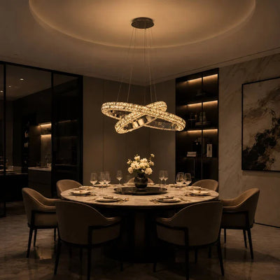 Aura K9 Crystal 2 Ring Chandelier