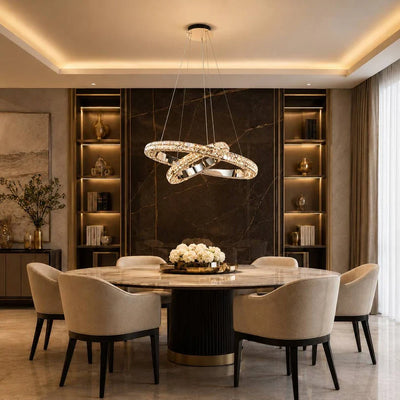 Aura K9 Crystal 2 Ring Chandelier