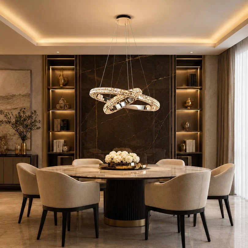 Aura K9 Crystal 2 Ring Chandelier