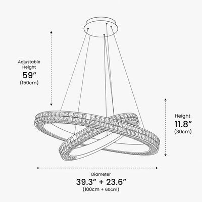 Aura K9 Crystal 2 Ring Chandelier