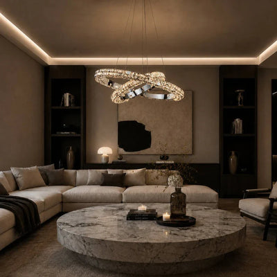 Aura K9 Crystal 2 Ring Chandelier