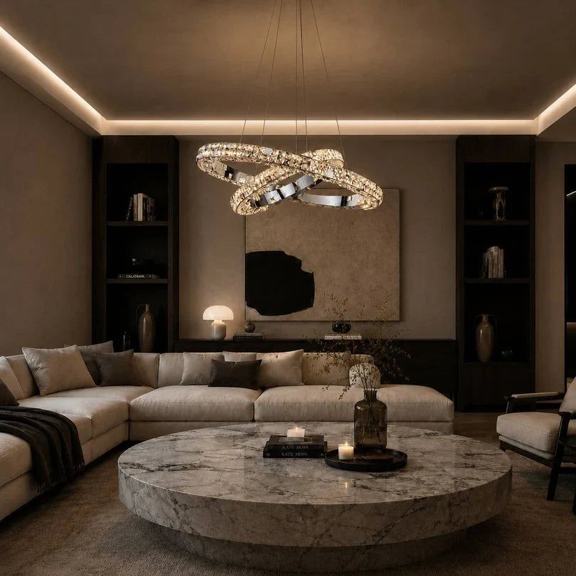 Aura K9 Crystal 2 Ring Chandelier