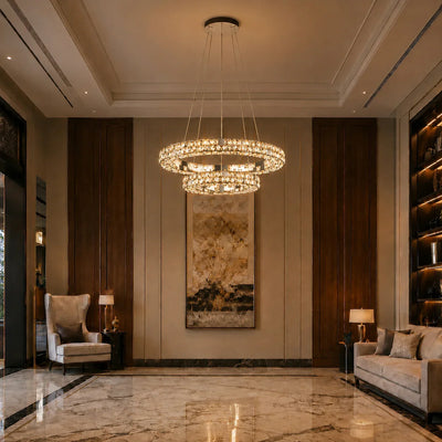Aura K9 Crystal 2 Ring Chandelier