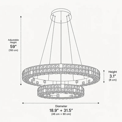 Aura K9 Crystal 2 Ring Chandelier