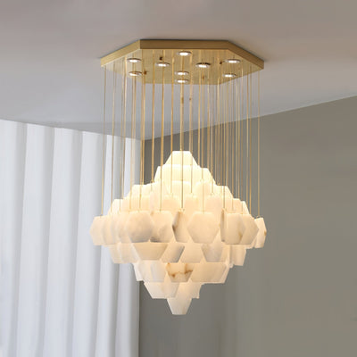 Hexa Alabaster Cascade Chandelier - Yovalighting