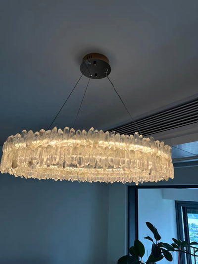 Modern Round Natural Stone Crystal Chandelier