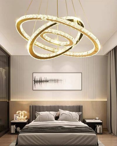 Light Luxury 5/6/7 Rings Crystal Chandelier for Staircase/Foyer/Villa
