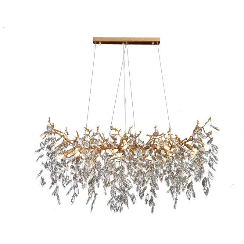 TLL Teardrop Gold Contemporary Crystal Hanging Lighting Fixture For Dining Room