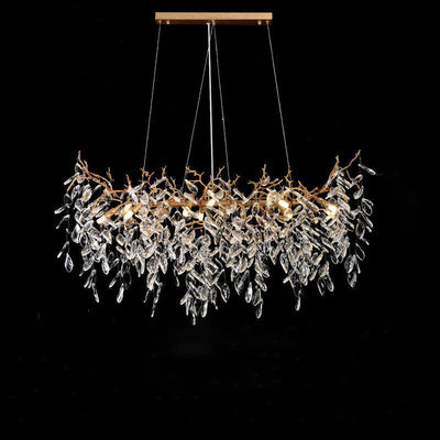 TLL Teardrop Gold Contemporary Crystal Hanging Lighting Fixture For Dining Room