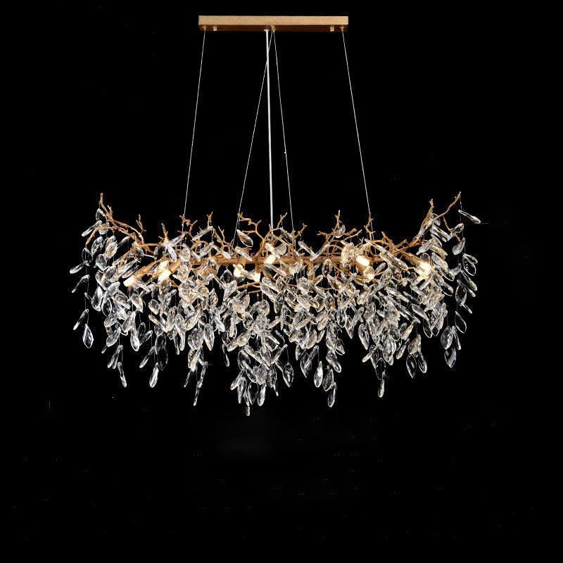 TLL Teardrop Gold Contemporary Crystal Hanging Lighting Fixture For Dining Room