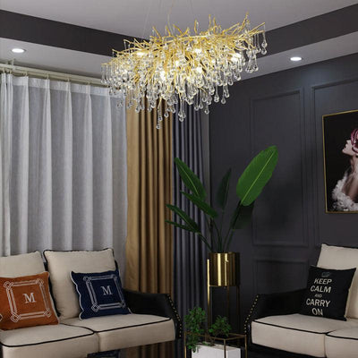 TLL Aqua Modern Tree Branch Crystal Chandelier 47.5" L