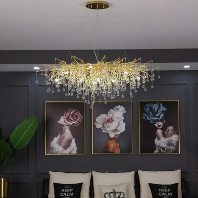TLL Aqua Modern Tree Branch Crystal Chandelier 47.5" L