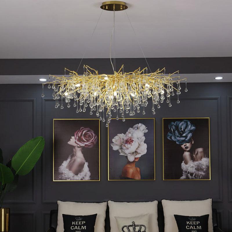 TLL Aqua Modern Tree Branch Crystal Chandelier 47.5" L