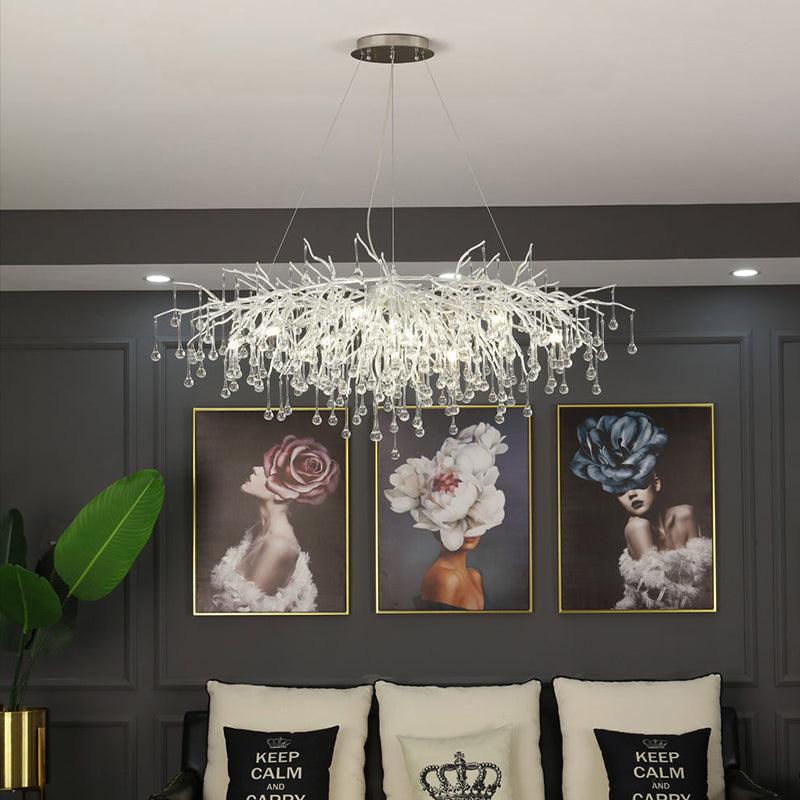 TLL Aqua Modern Tree Branch Crystal Chandelier 47.5" L
