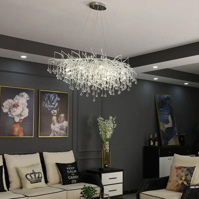 TLL Aqua Modern Tree Branch Crystal Chandelier 47.5" L